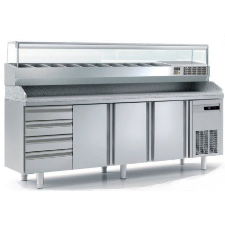 MESA FRIA PARA PIZZA 635 LTS. CON CAJONES